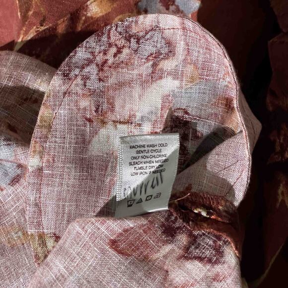 John Mark Tunic Style Rust Floral Button Front Shirt Size 2X - Picture 9 of 12